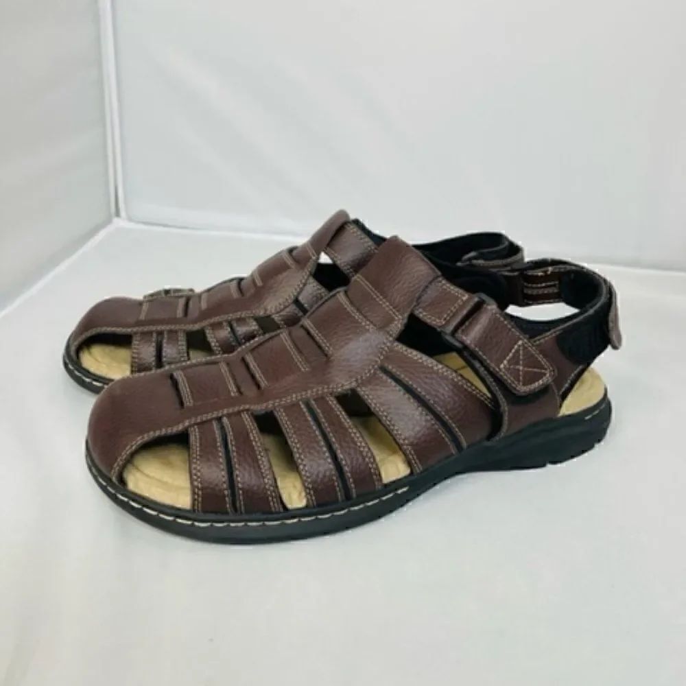 Men's Dockers Dark Brown Leather Sandals Size 13 Excellent -worn one time